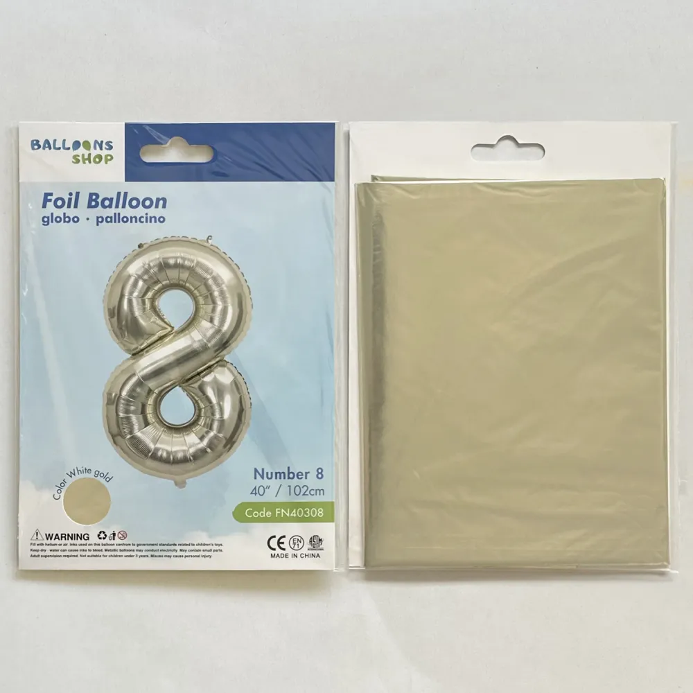 Balon Folie Cifra 8 White Gold 87cm