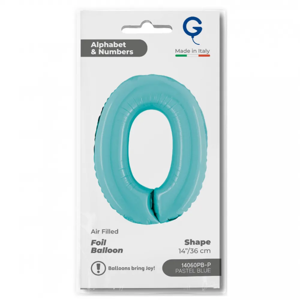 Balon Folie Cifra 0 Pastel Blue 36cm