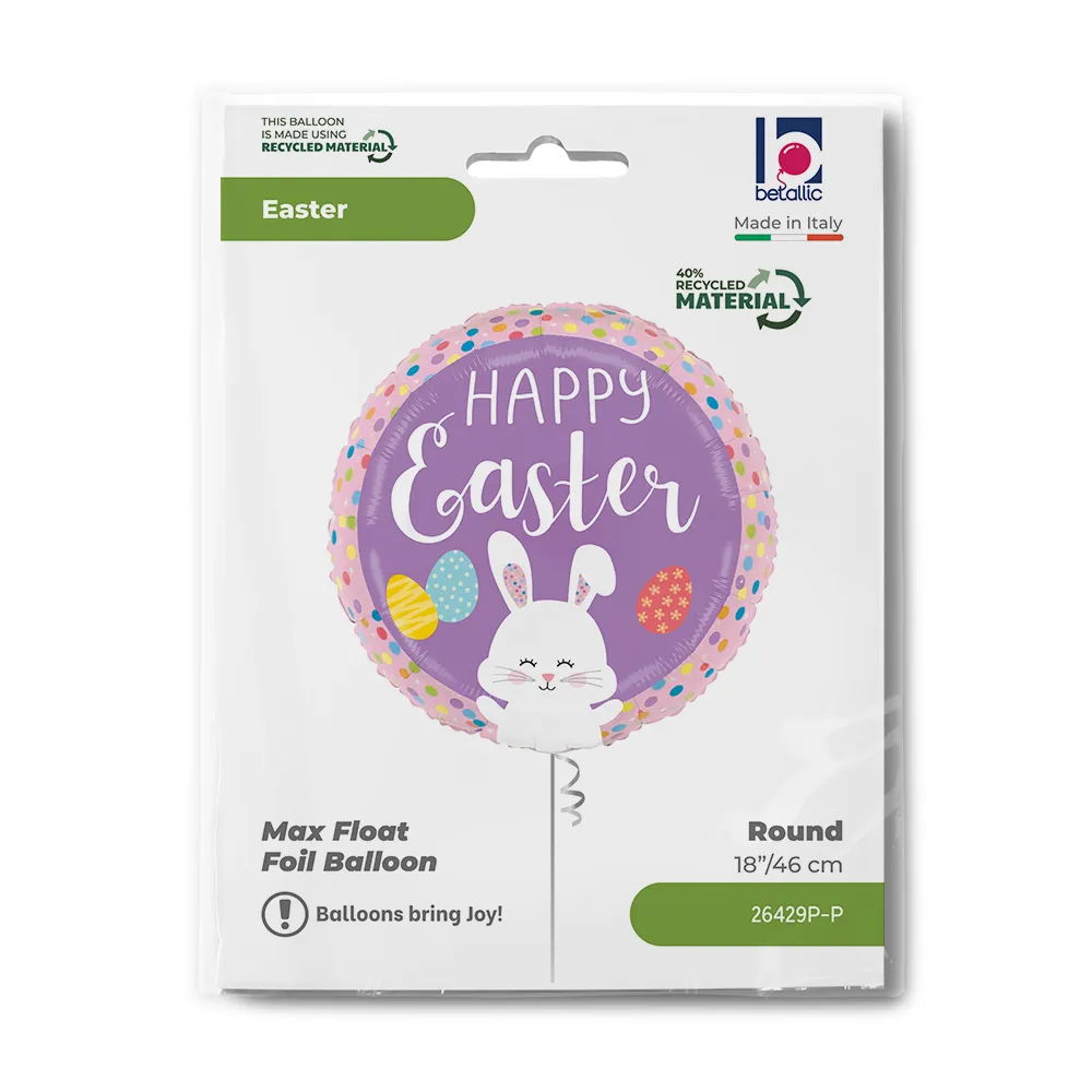 Balon Folie Happy Easter Bunny Dots 46cm