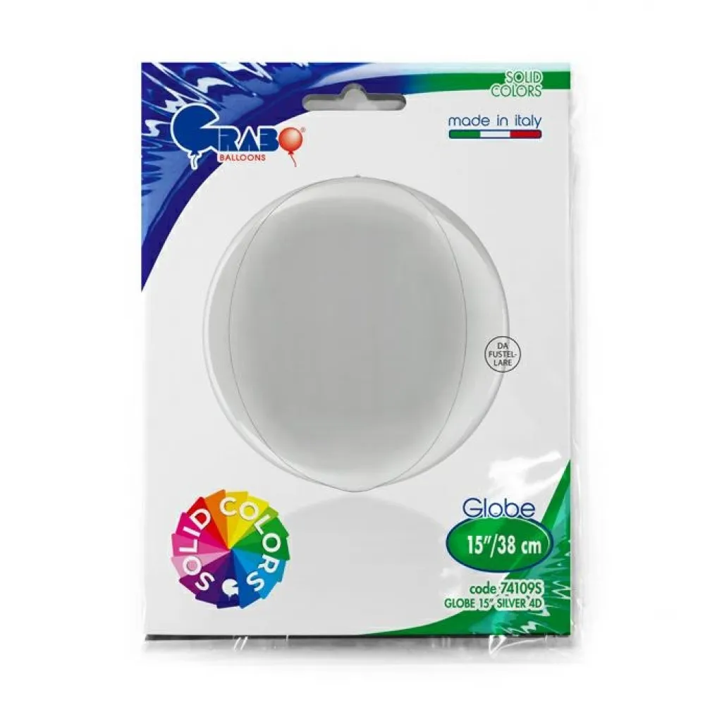 Balon Folie Sfera 4D Argintiu 38 cm Grabo