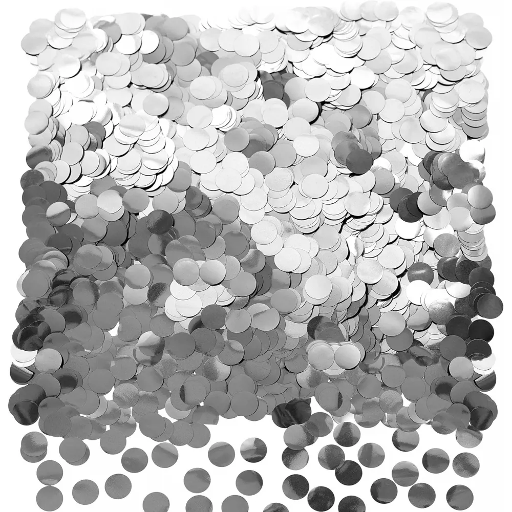 Confetti Metalic Argintiu 1cm Rotund 100g