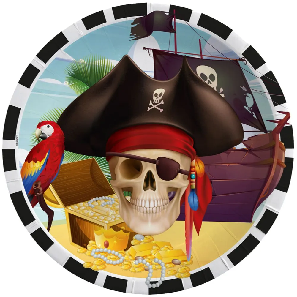 Set 8 Farfurii Petrecere cu print Pirati