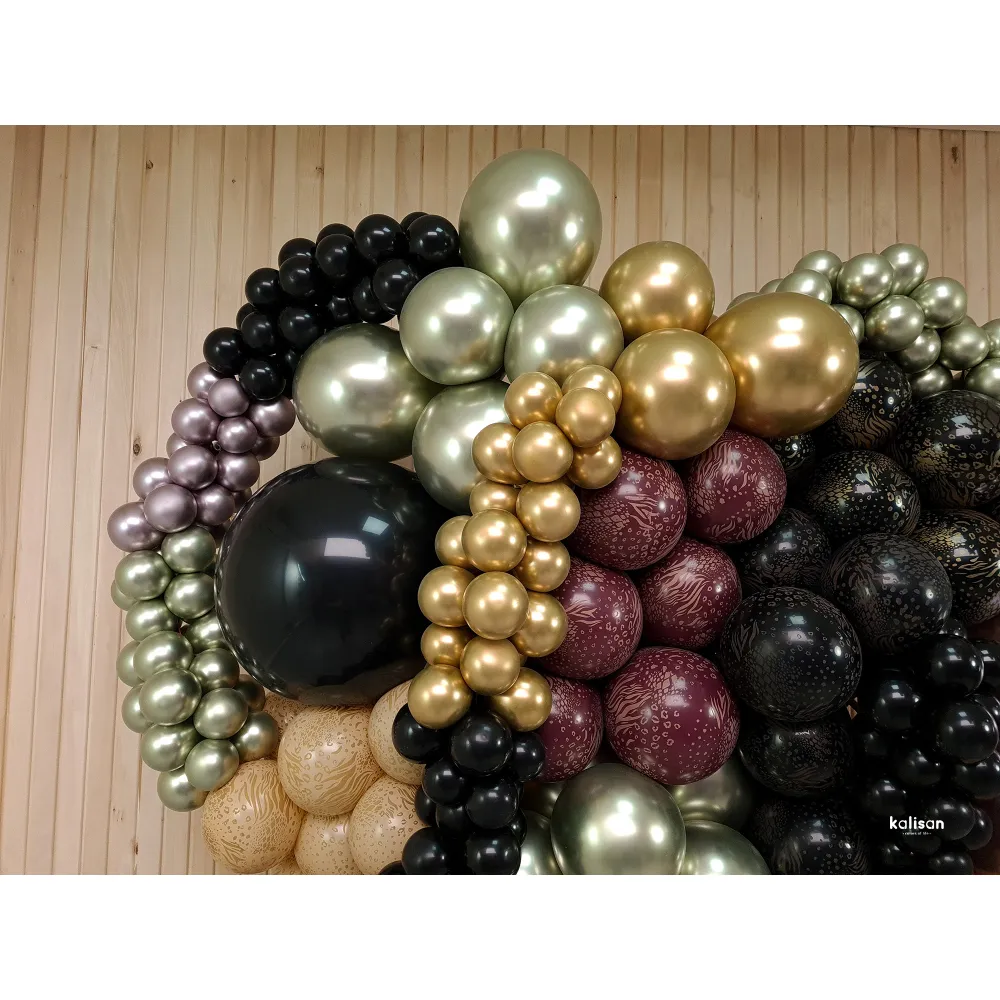 Balon latex jumbo 60cm Safari Mutant - Black Print - Gold