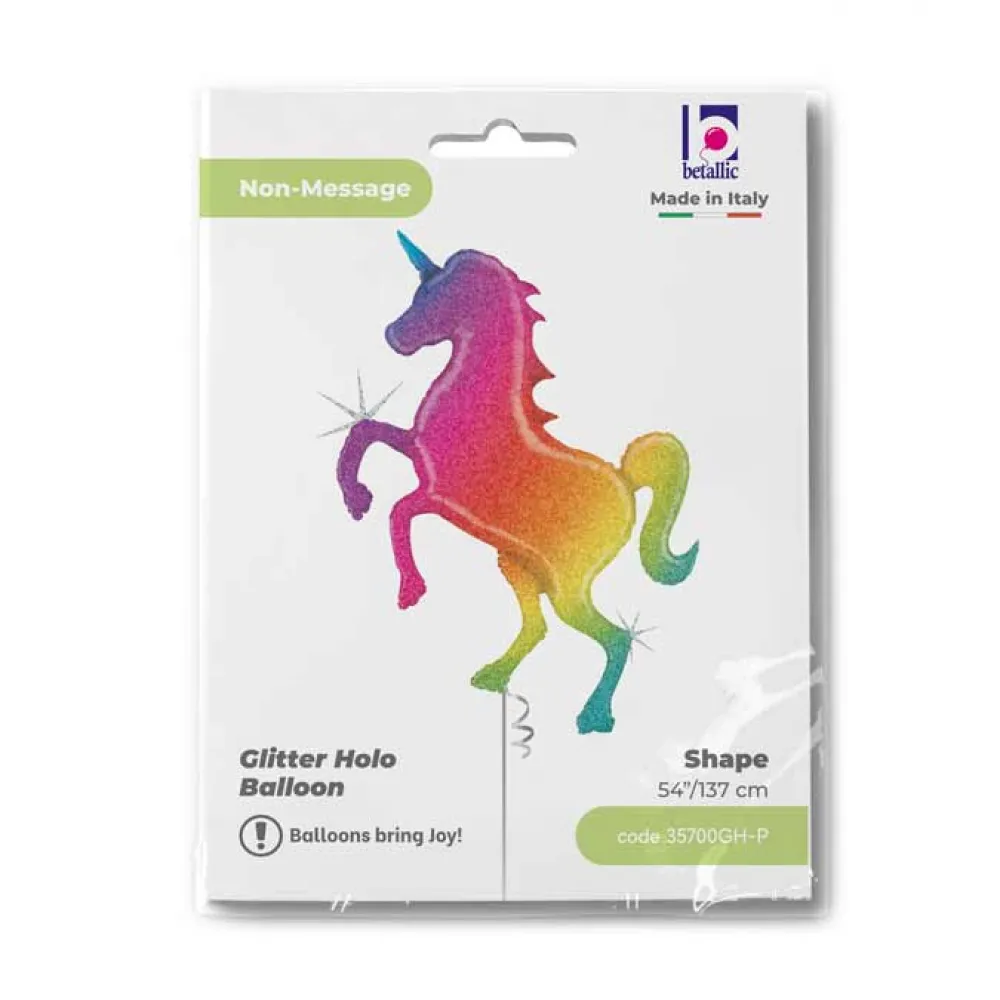 Balon Folie Figurina Unicorn Curcubeu Holografic 137 cm Grabo