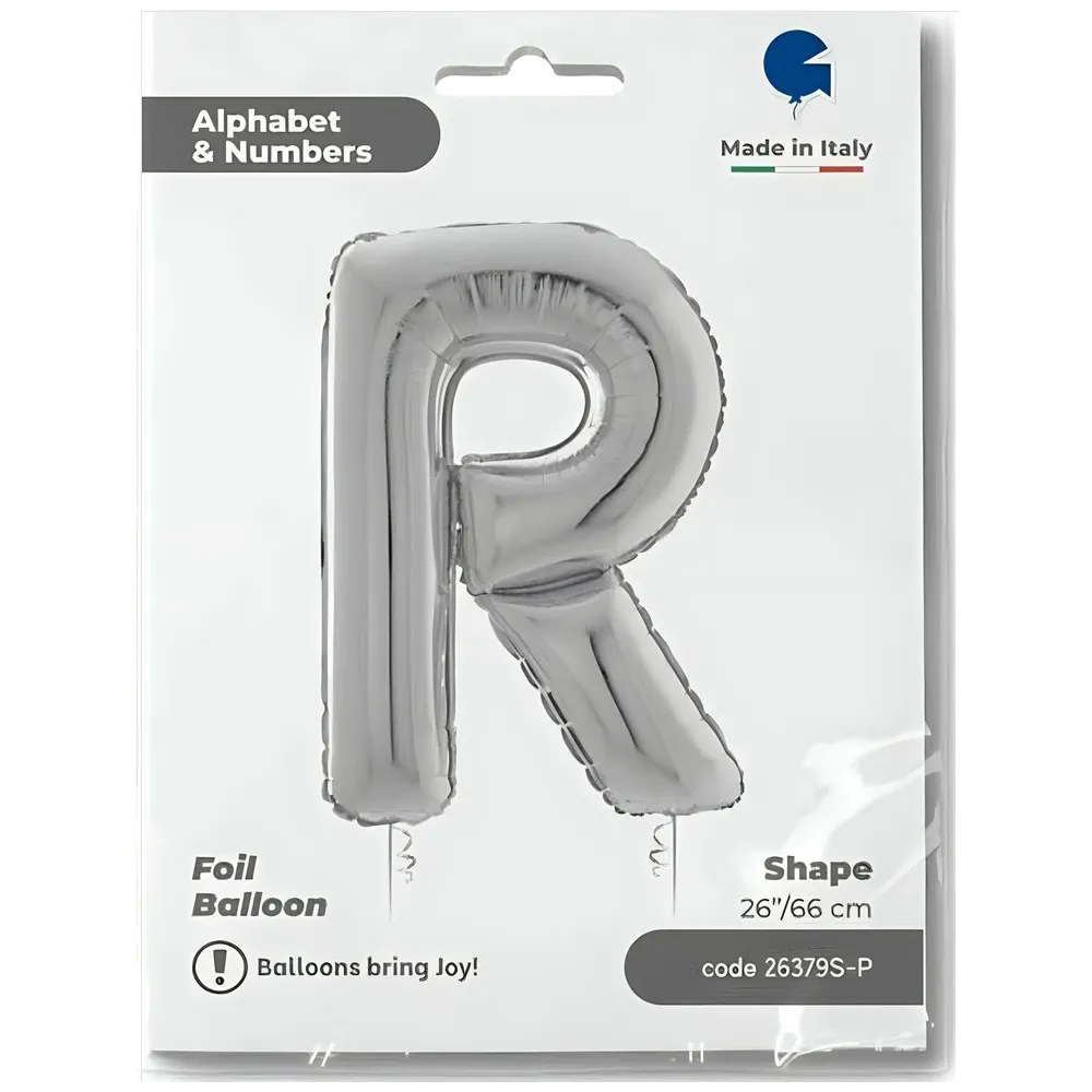 Balon Folie LITERA R Argintiu 66 cm Grabo
