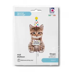 Balon Folie Figurina Happy Birthday Pisicuta 91cm