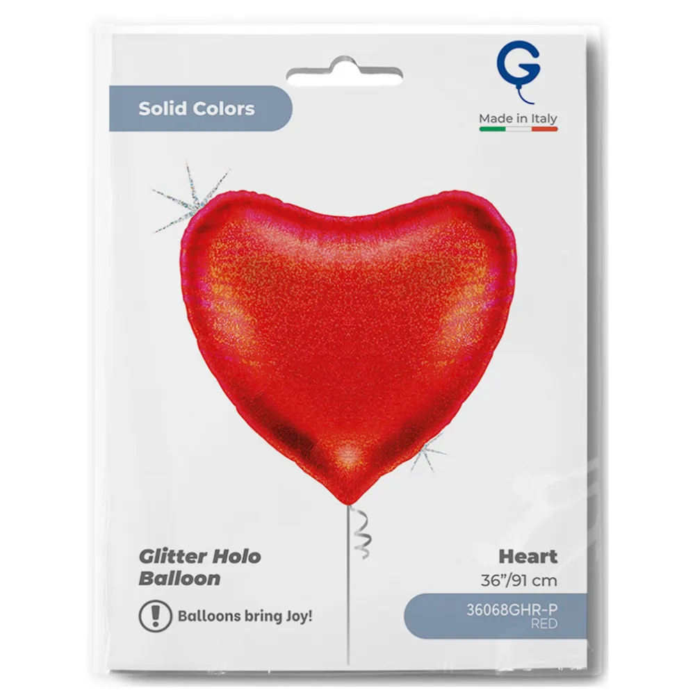 Balon Folie Jumbo Inima Rosie Holografica 91cm