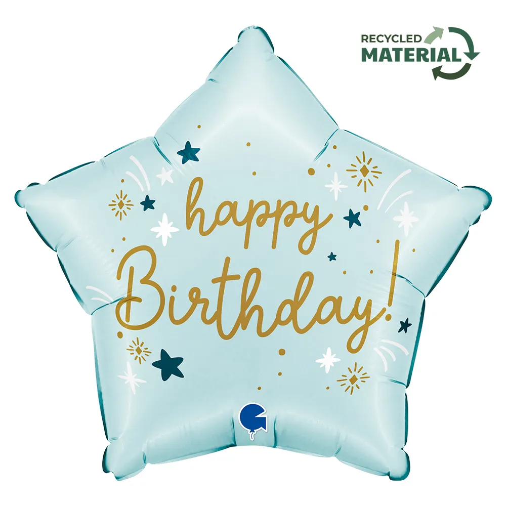 Balon Folie Stea Happy Birthday Blue 46cm