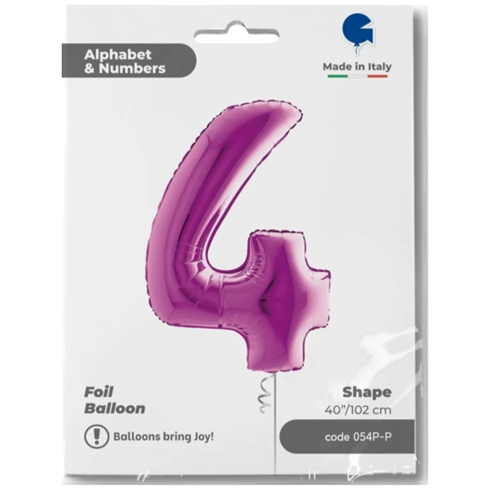 Balon Folie JUMBO CIFRA 4 MOV 102 cm Grabo