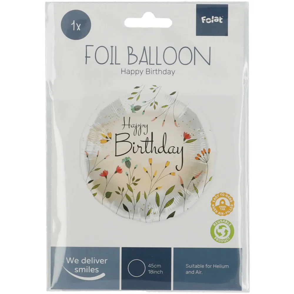 Balon Folie Happy Birthday Floral 45cm