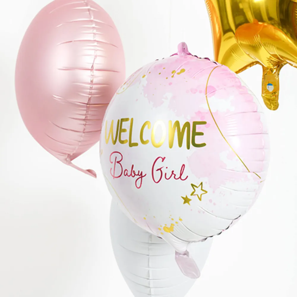 Balon Folie Welcome Baby Girl Auriu 45cm