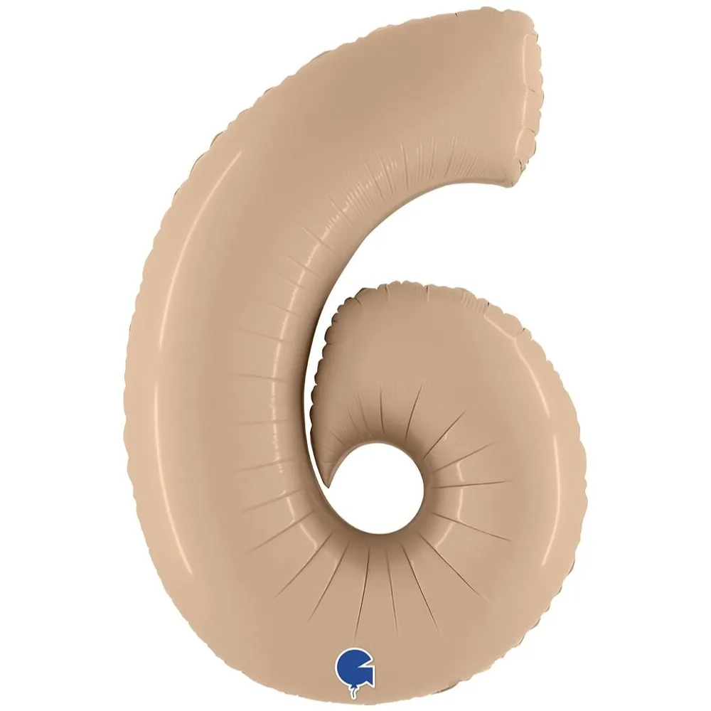 Balon Folie Jumbo CIFRA 6 Nude 102 cm Grabo