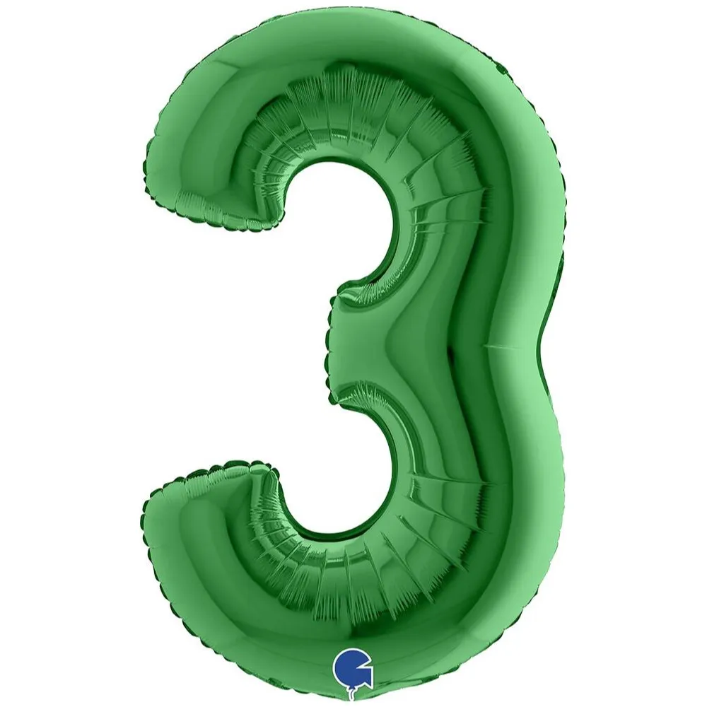 Balon Folie JUMBO CIFRA 3 VERDE 102 cm Grabo
