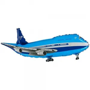 Balon Folie Figurina Avion Albastru 97cm Grabo