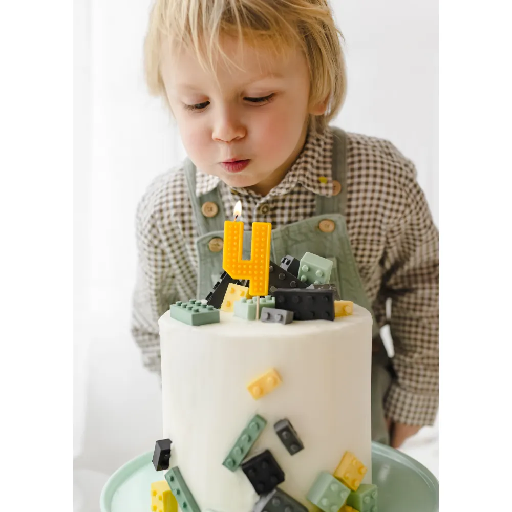 Lumanare Tort Cifra 4 Lego Brick 6 cm