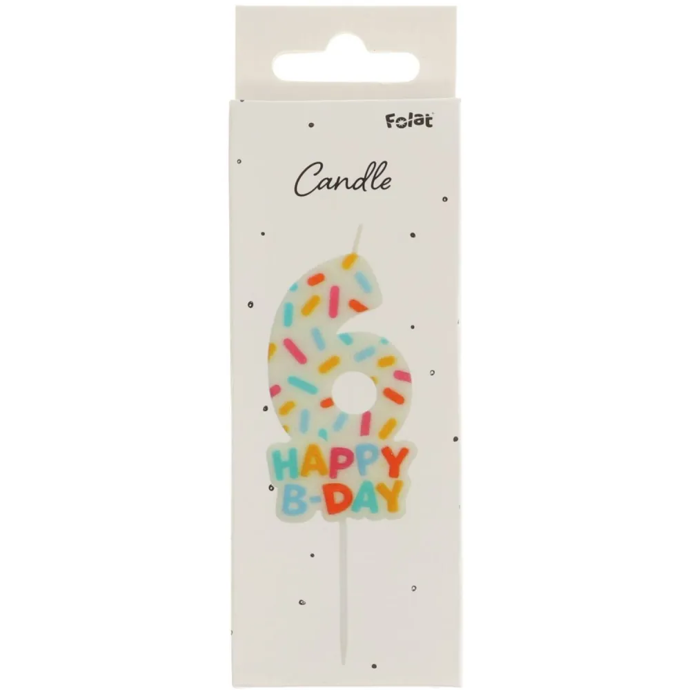 Lumanare Tort Cifra 6 Cozy Sprinkles 7cm
