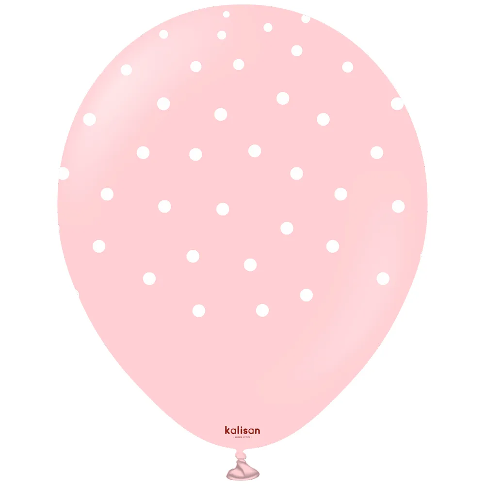 SET 25 Baloane Latex 30cm Macaron asortat cu buline albe