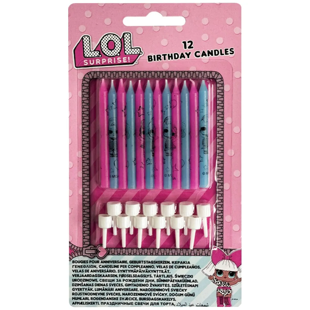 Set 12 Lumanari cu suport LOL Surprise Glitter MGA