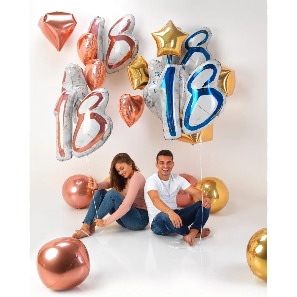 Balon Folie Figurina 18 Marble Black 97 cm Grabo