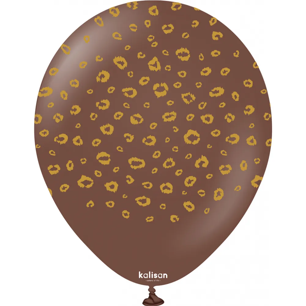 Baloane latex 30cm Safari Leopard - Chocolate Brown Print Colour - Gold