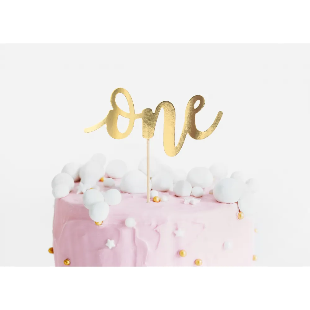 Decoratiune pentru Tort One Auriu 19cm