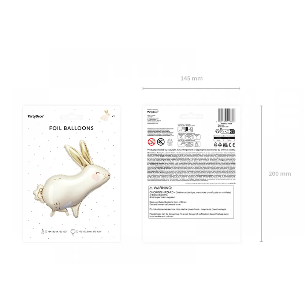 Balon Folie Figurina Iepuras alb 67x88cm Party Deco