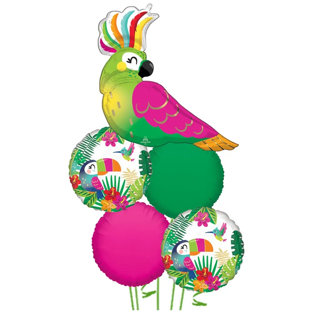 Buchet 5 baloane folie Tematica Papagali Tropicali 2022253