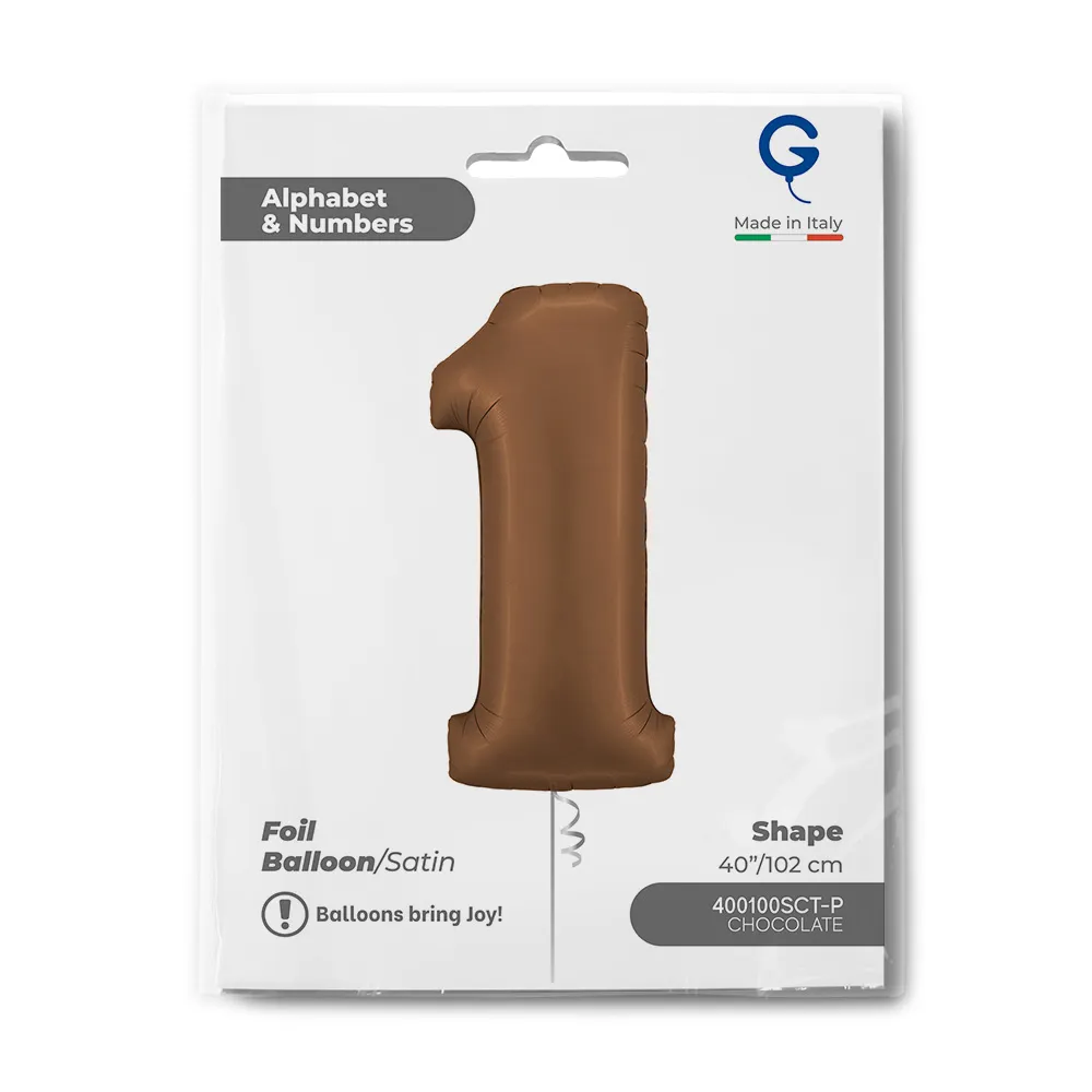 Balon Folie Cifra 1 Satin Chocolate 102cm
