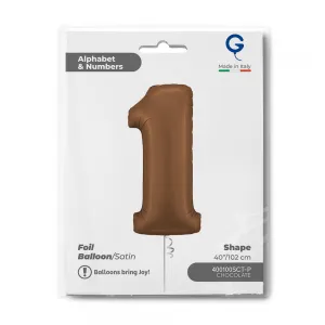 Balon Folie Cifra 1 Satin Chocolate 102cm