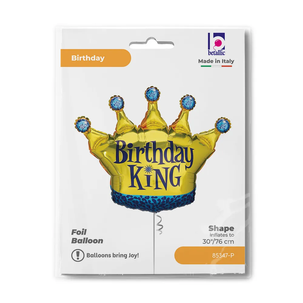 Balon Folie Figurina Coroana Birthday King 76cm