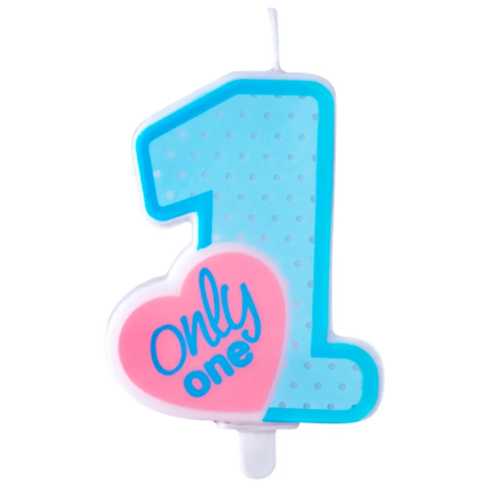 Lumanare Tort Aniversare 1 an Only ONE Bleu - 8cm