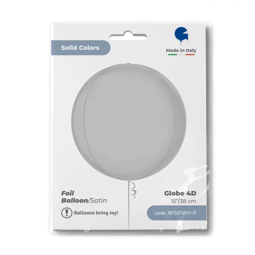 Balon Folie Sfera 4D Alb Satin 38 cm Grabo