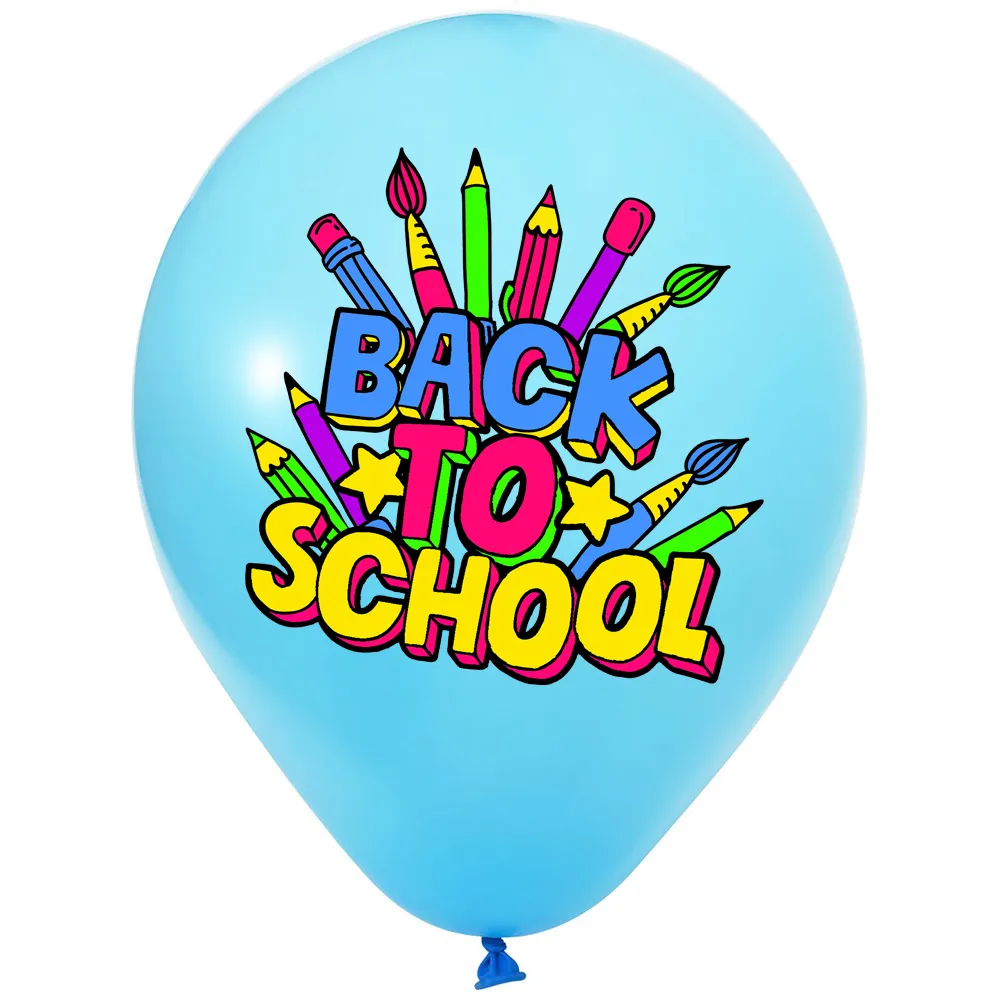 SET 12 Baloane Latex 33cm Asortate cu print Back to School BLS202409
