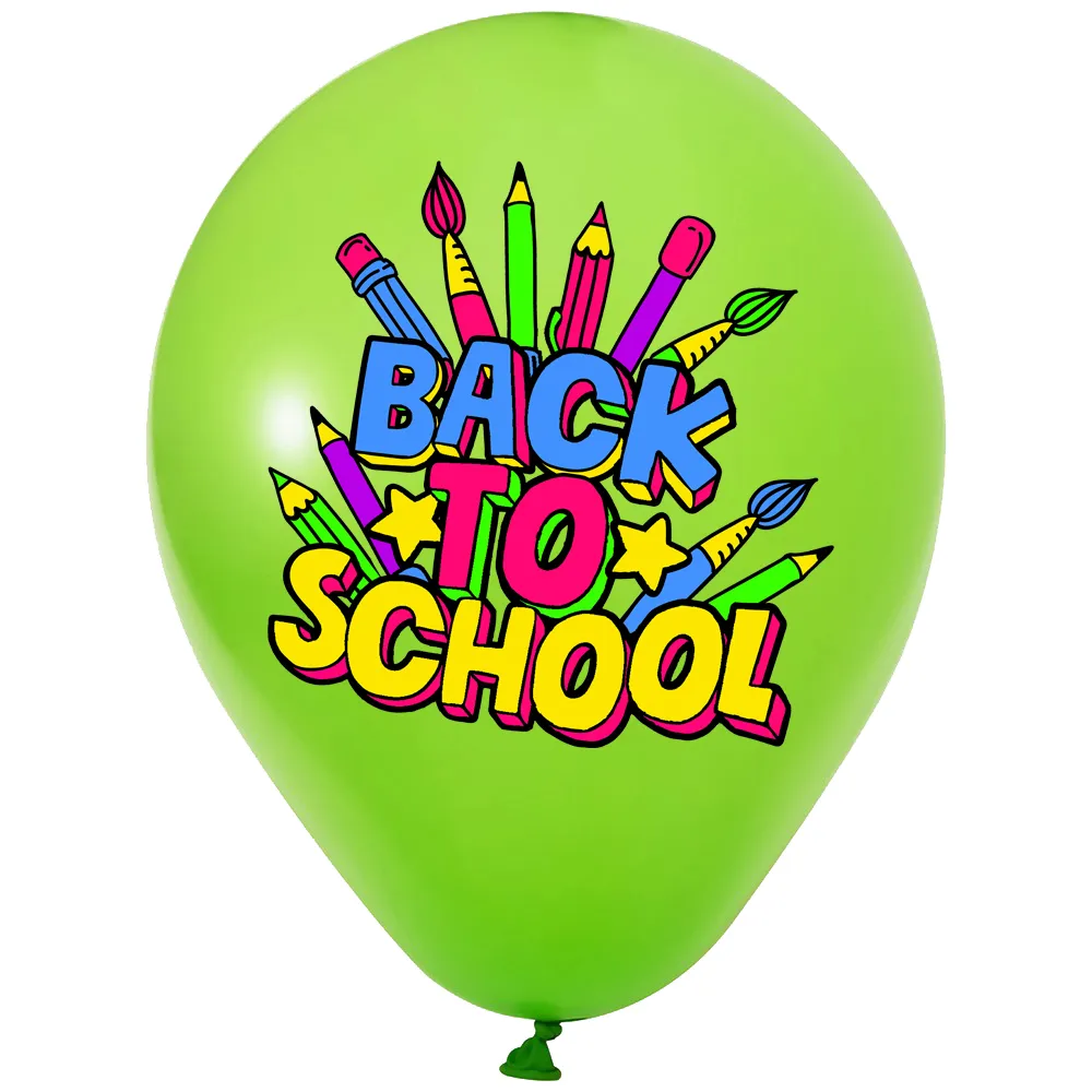 SET 12 Baloane Latex 33cm Asortate cu print Back to School BLS202409