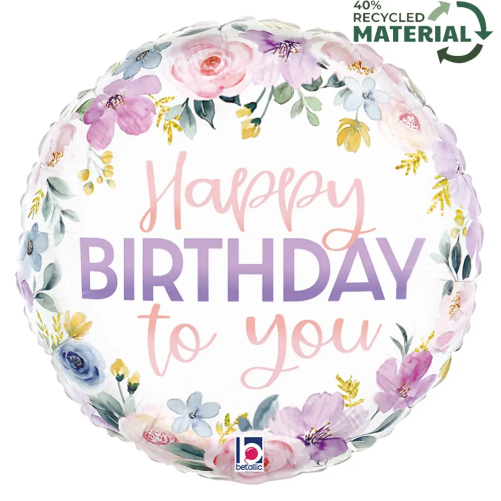 Balon Folie Rotund Flori Happy Birthday To You 46cm
