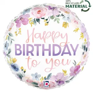 Balon Folie Rotund Flori Happy Birthday To You 46cm