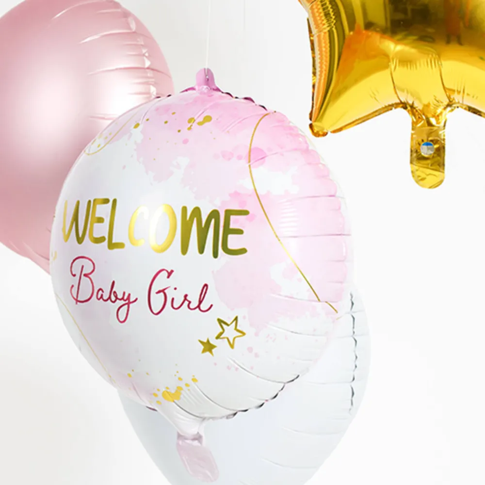 Balon Folie Welcome Baby Girl Auriu 45cm