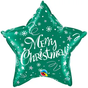 Balon Folie Stea Verde Merry Christmas 45cm 99810 QUALATEX
