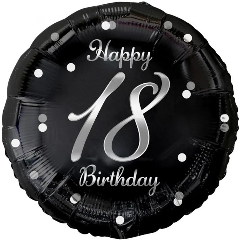 Balon Folie Rotund Happy 18th Birthday Confetti Argintiu 45cm
