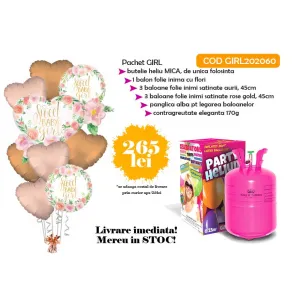 Pachet Baloane Maternitate Sweet Baby Girl cu butelie heliu Mica - GIRL202060