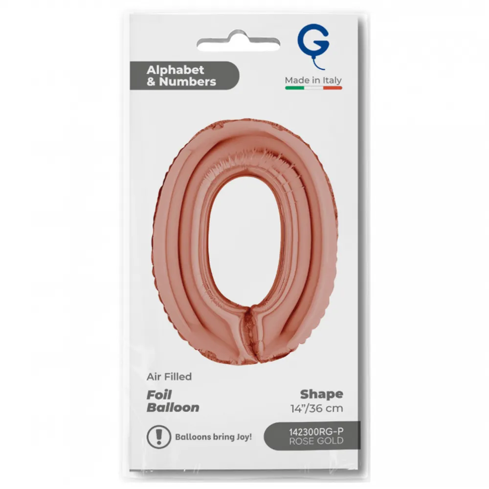 Balon Folie Cifra 0 Rose Gold 36cm