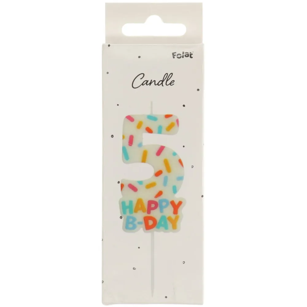 Lumanare Tort Cifra 5 Cozy Sprinkles 7cm