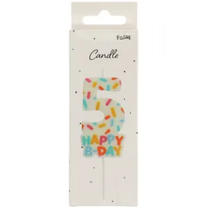 Lumanare Tort Cifra 5 Cozy Sprinkles 7cm