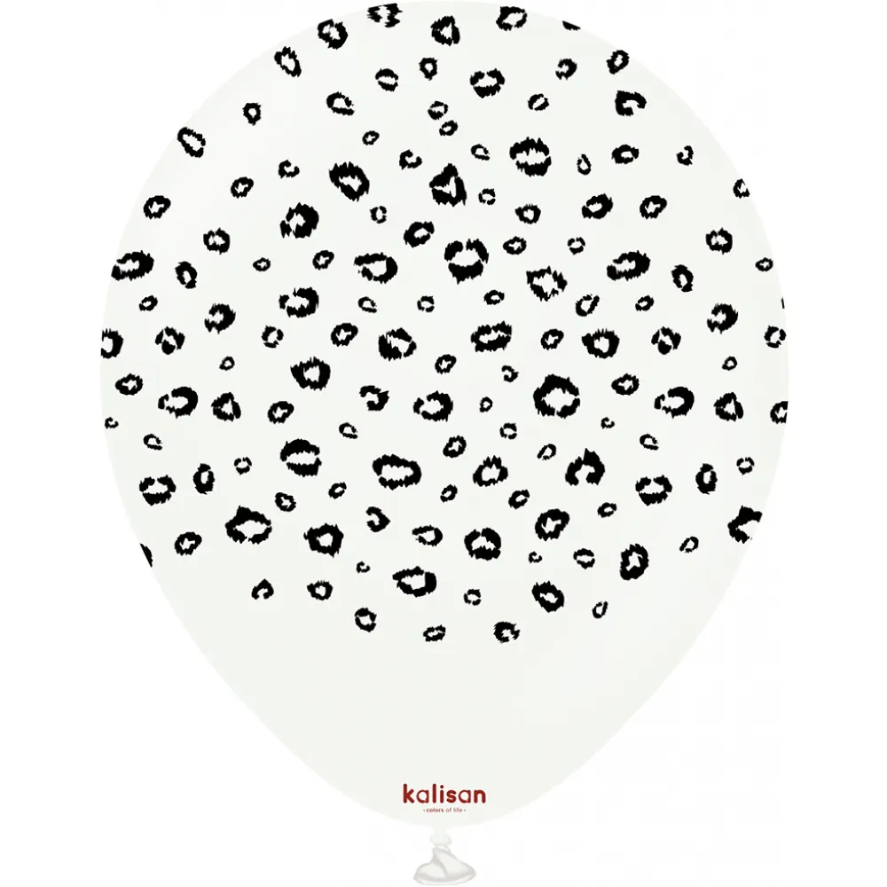 Baloane latex 30cm Safari Leopard - White Print - Black