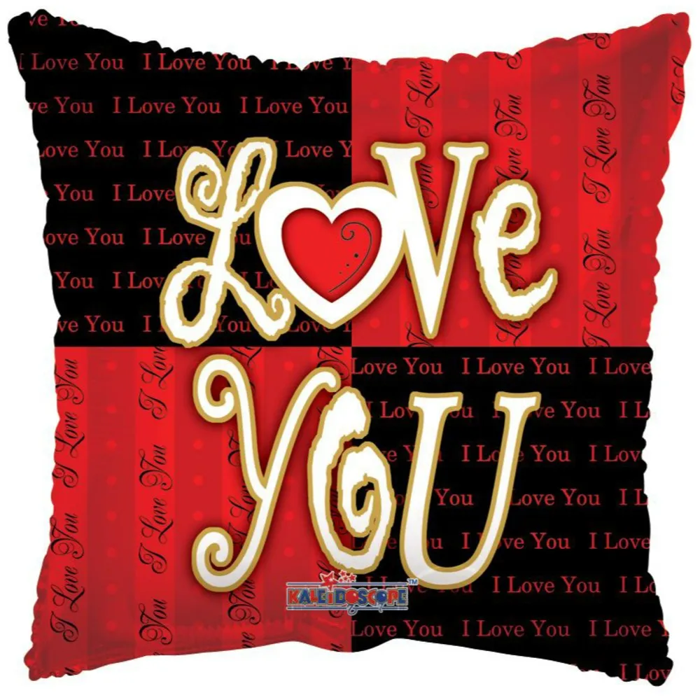 Balon folie patrat I Love You rosu cu negru 45cm 17848