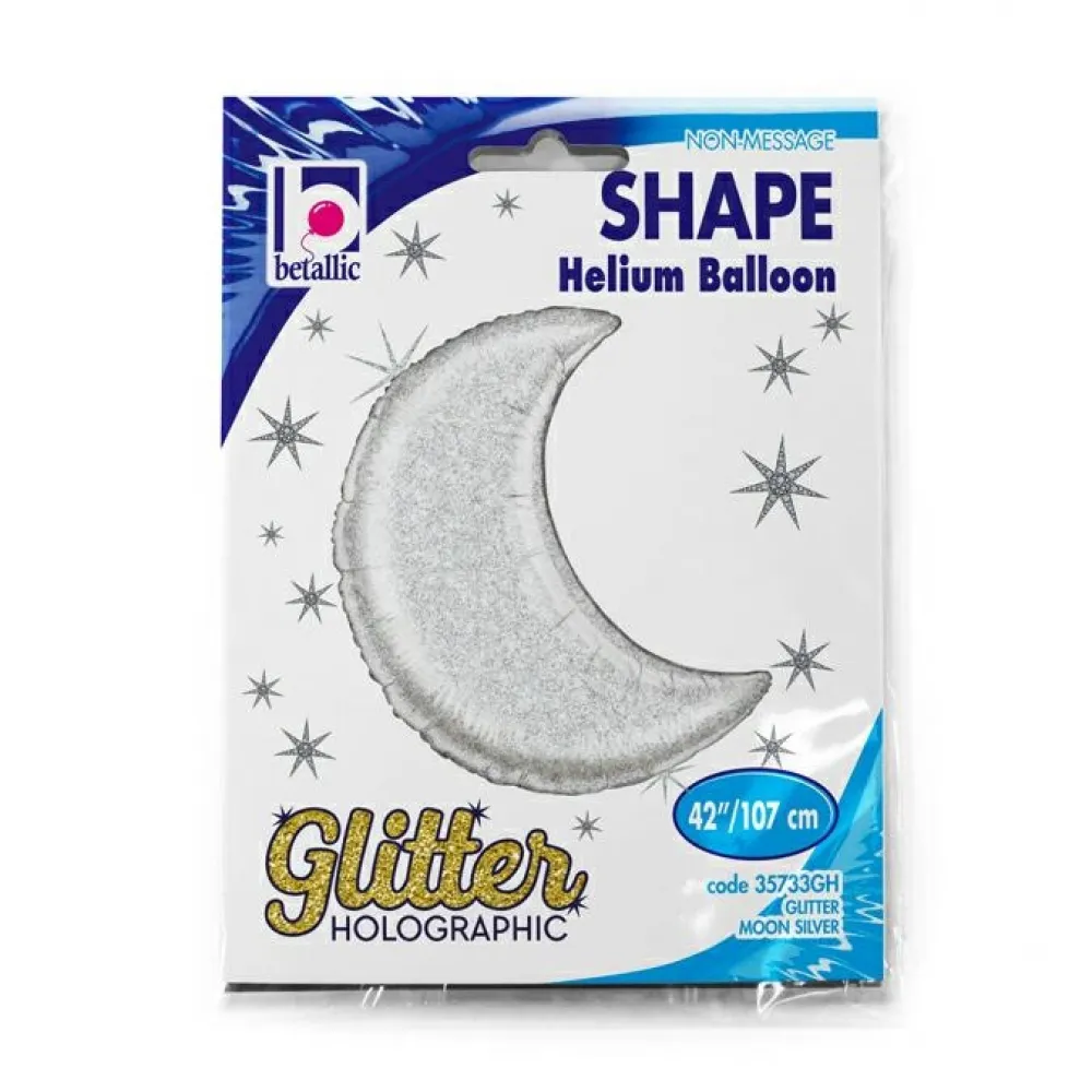 Balon Folie Figurina Semiluna Glitter Argintie 107 cm Grabo
