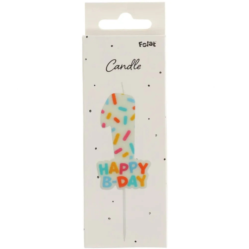 Lumanare Tort Cifra 1 Cozy Sprinkles 7cm