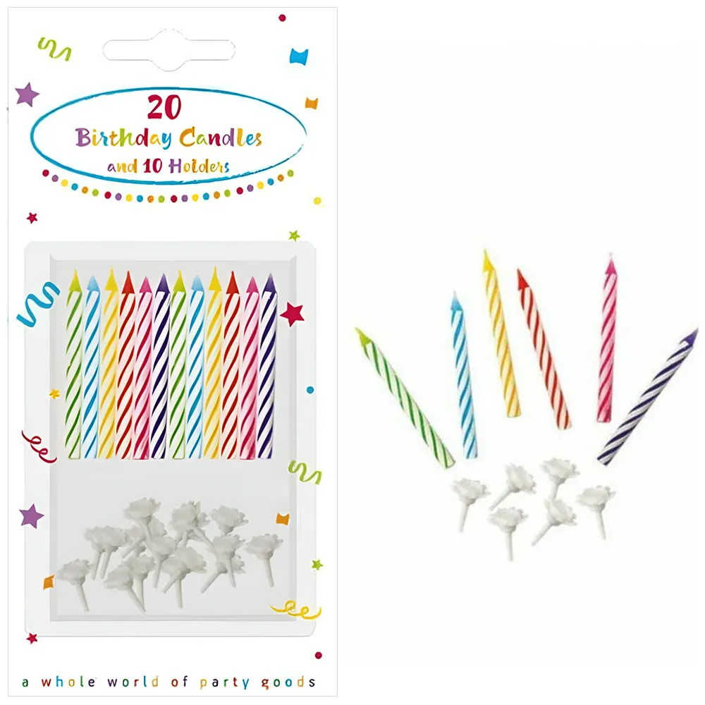Set 20 Lumanari cu suport Multicolore 6cm