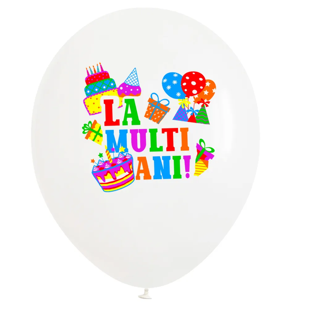 Set 12 Baloane 30cm Albe Print La Multi ani