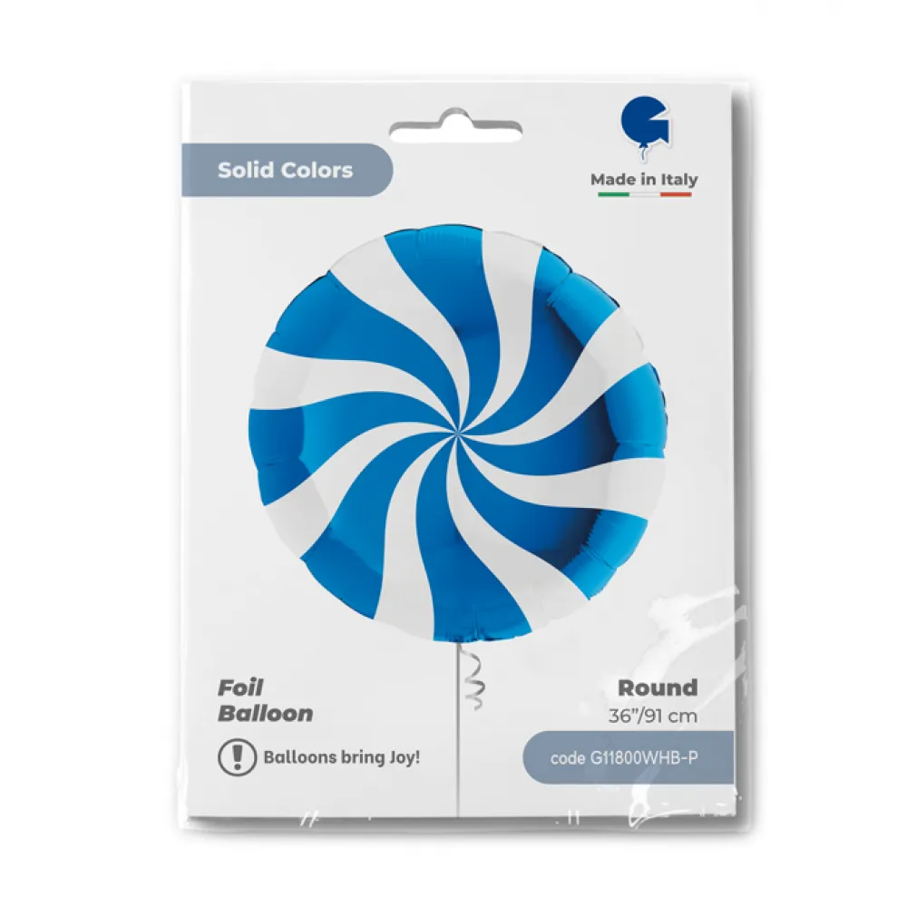 Balon Folie Rotund Acadea Alb-Albastra 91 cm Grabo